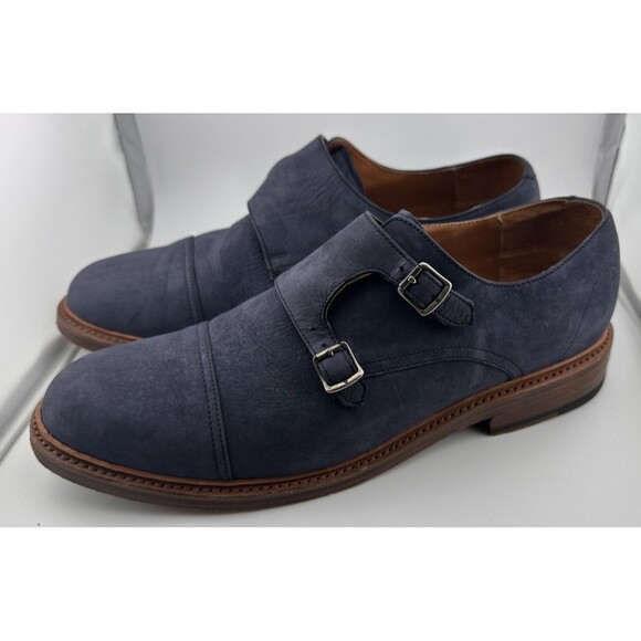 Frye Navy Suede Double Monk Strap‎ Dress Shoes Mens Mint No Box main image 7